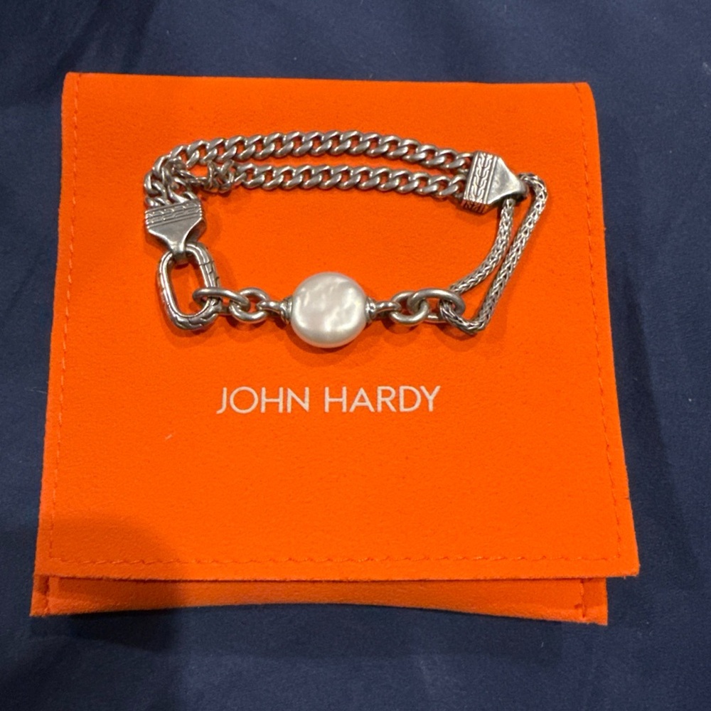 John Hardy Curb Chain Pearl Link Bracelet